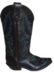 Vtg. Tony Lama Women’s Western Boots Black Turquoise Flame Design 8 1/2 B USA