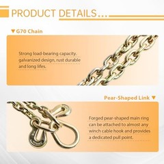 Tow Chains with Hooks, higehio 5/16″ × 24″ Tow 5/16″ w/8″ and 4″ J hook WALL