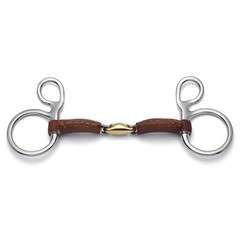 Cavalon Baucher Lozenge Leather Covered Snaffle Bit