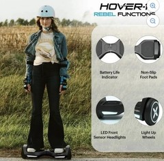 Hover-1 Rebel hoverboard Black LED Lights Non-Slip UL2272 Certified