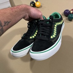 VANS x Shake Junt Pro Skateboarding Shoes Black/Green Yellow Dots US 9.5