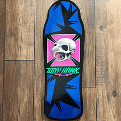 Powell Peralta Tony Hawk Skateboard Deck Blue/Black Pink Skull Graphic