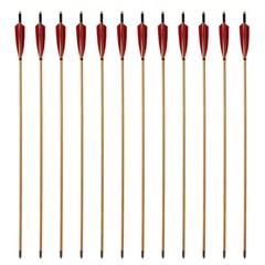 12pcs 33» Wooden Arrows Archery Handmade Arrows Shaft Turkey Feather Fletching