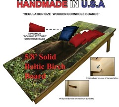 Cornhole Boards w Bags Grizzly Bear Nature Corn Hole Bean Bag Toss Game Set 38