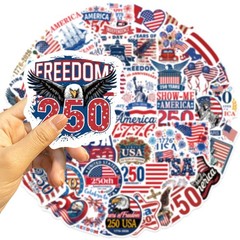 50-200Pcs 250th Anniversary Sticker USA 250 Years of Freedom Anniversary