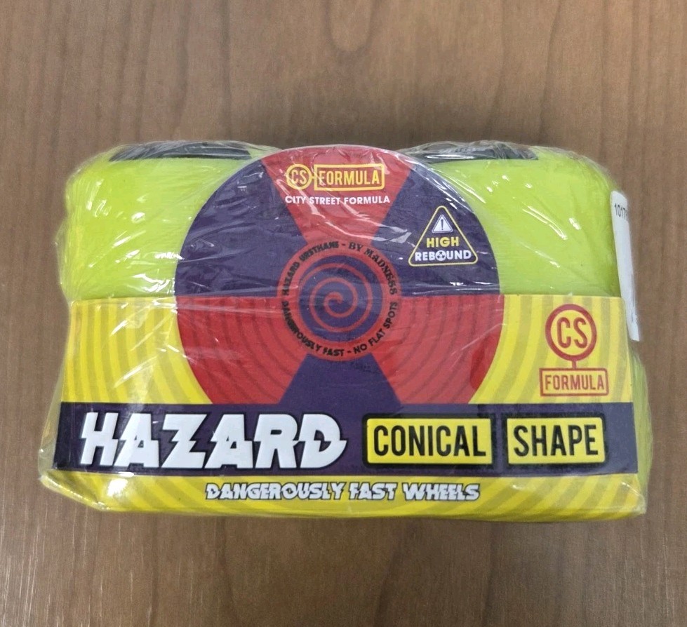 Hazard CS formula 101A 53mm safety yellow skateboard wheels new 10176009