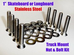 Truck Hardware • 1” for Skateboard or Longboard • No Rust Stainless Bolts Screws