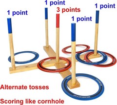 Giant Ring Toss Game with Wood Target & Soft-Touch Rings for Backyard Fun
