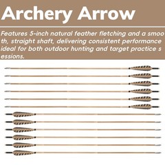 12X 33″ Bamboo Arrows Archery 5″ Feather 8mm Shaft Longbow Recurve Bow Shooting