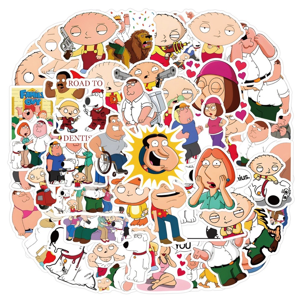 Mix 10/50PCs Family Guy Cartoon Luggage Laptop Car Notebook Sticker-No Duplicate