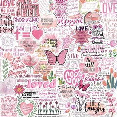 100PCS Pink Bible Verse Stickers | Christian Faith Jesus Quote Vinyl Decals
