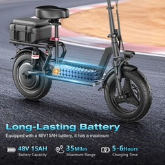 749W Off-road Electric Scooter, 48V 15A Large-capacity Battery, 35 Miles