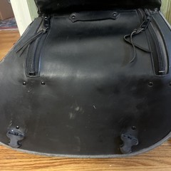 2 Heavy-duty Motorcycle US Saddlebags Large Leather Pair Flames Set Black Lock