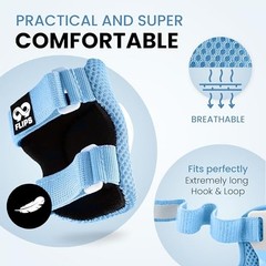 99FLIPS 6pcs Complete Set 3-12 Years- Knee Pads Elbow XS – 3-8 Years LIGHT BLUE