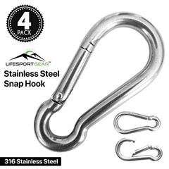316 Stainless Steel Heavy Duty Carabiner Clips 4 Pack Spring Snap Hooks for Gym