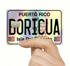 HOLOGRAPHIC REFLECTIVE BORICUA PUERTO RICO License Plate Skin Sticker Cover Set