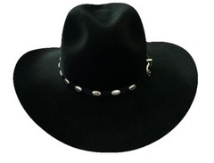 Rodeo King Cowboy Hat 6 7/8 Black Oval Long 3X Wool Blend Concho Wolf Bros*flaw