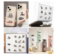 20Pcs Random Cute Raccoon Animal Cartoon Waterproof Stickers