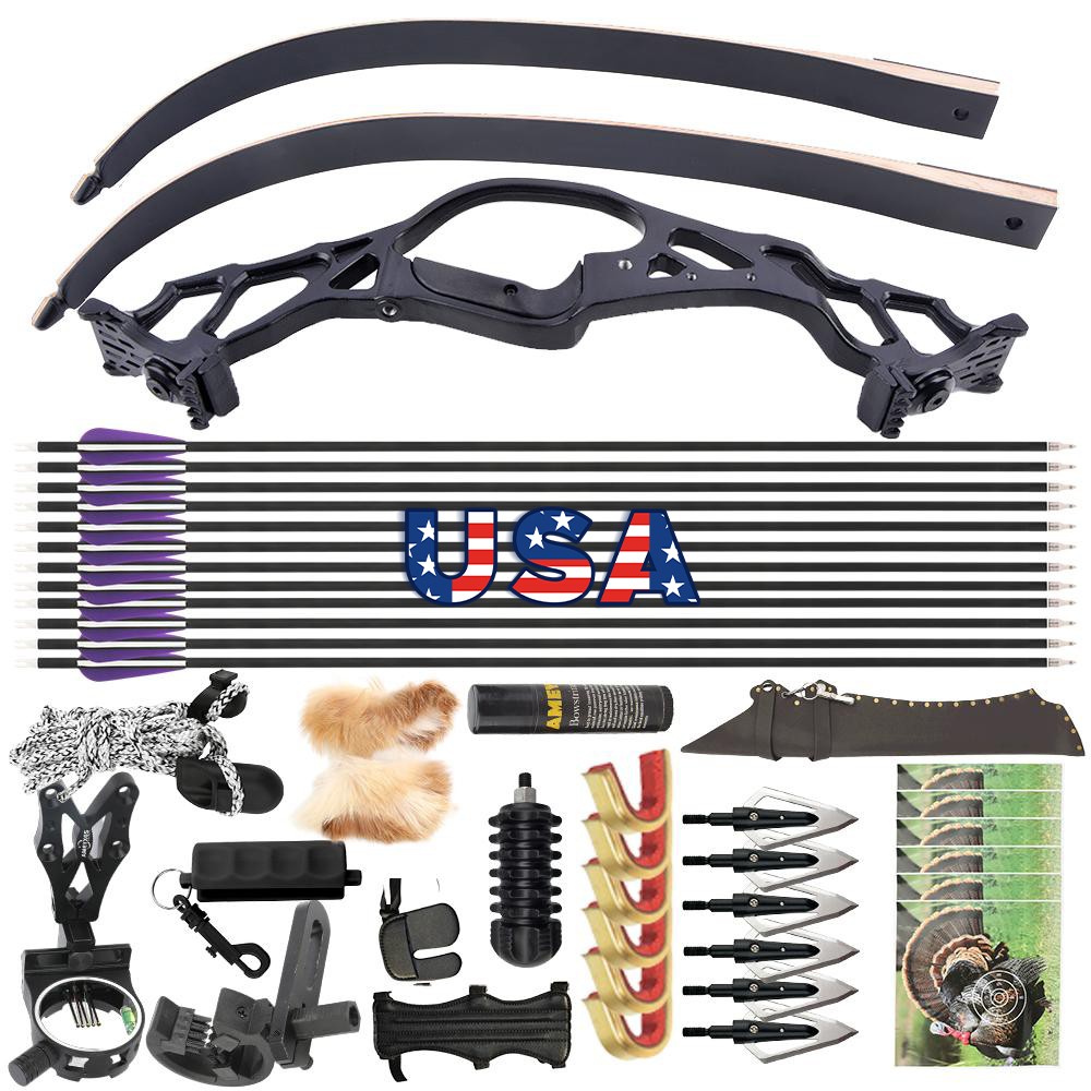 62″ Takedown Recurve Bow 60lbs Set Archery American Bow Hunting Fishing Aluminum