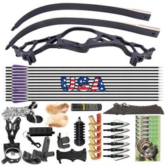 62″ Takedown Recurve Bow 60lbs Set Archery American Bow Hunting Fishing Aluminum