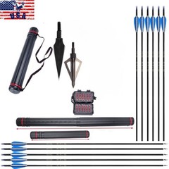 12pcs 31″Archery Arrows Dense Shaft Quiver Set Training Practice Shoting Hunt