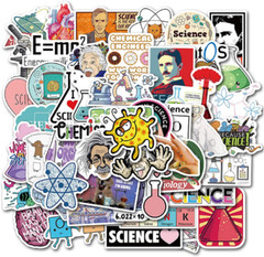 50pcs Laboratory Physics Chemistry Graffiti Stickers Science Einstein Decals