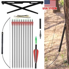 Folding Bow 60″ Longbow 40/60lbs Portable Outdoor Archery Hunting Carbon Arrows