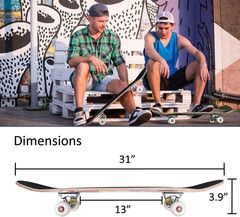 Skateboards for Beginners Adults Youths Teens Kids Girls Boys 31 Inch Pro Comple