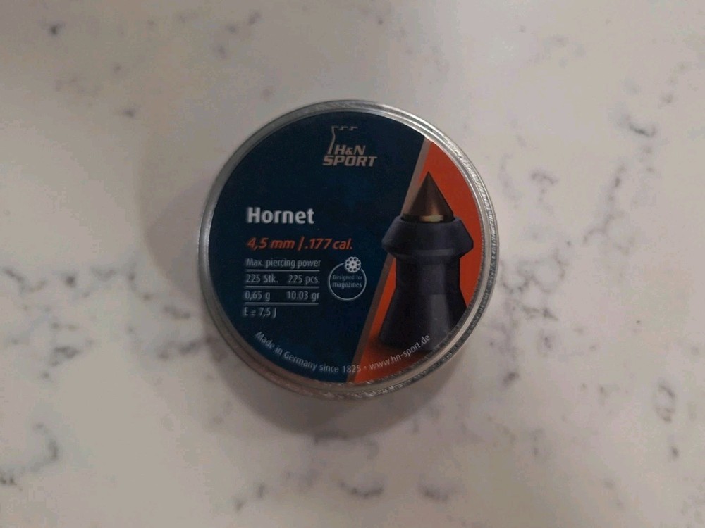 H&N Hornet Pointed Airgun Pellets .177 Caliber 10.03gr Tins Of 225