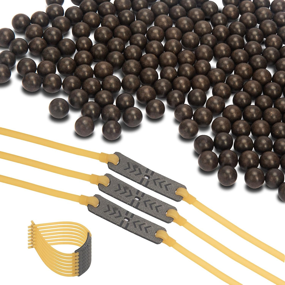 200pcs Clay Slingshot Ammo with 10pcs Slingshot Replacement Band for All Insert