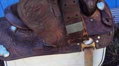 SIMCO Western Show / Parade Saddle- 15″ -SILVER HEARTS- Tooled Design -STUNNING!