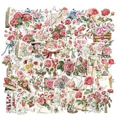 30Pcs Random PET Transparent Rose Flower Valentine’s Day Waterproof Stickers