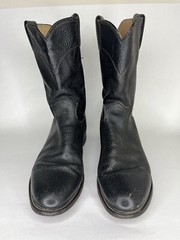 Justin black leather cowboy boots pointed toe J40594 Men Sz 8.5D Made In USA