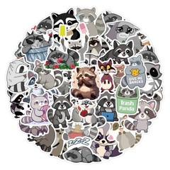 20Pcs Random Cute Raccoon Animal Cartoon Waterproof Stickers