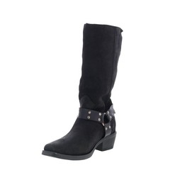 Dingo Bronco DI-2230 Mens Black Suede Pull On Cowboy Western Boots