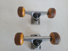 Thunder Strike Skateboard Trucks 145 Hi w/ Four Spitfire Wheels USA See Video
