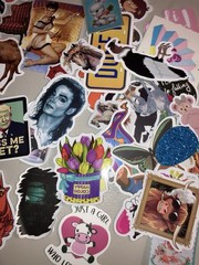Lot Of Over 120 Cute Stickers Vinyl/Paper Mix *Free Ship* Dogs Icons Ect