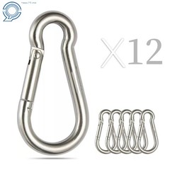 304 Stainless Steel 264 Lbs Spring Snap Hook Carabiner Clips, Set Of 12