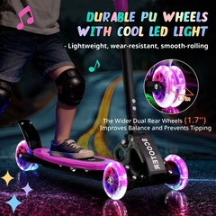 Wefaith Kick Scooter For Kids 3-7 Ages – Light Up 3 Wheel