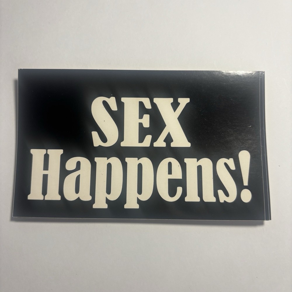 Sex Happens Black and white 3″x5″ rectangular glossy sticker