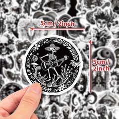 200 Pcs Black and White Gothic Stickers Waterproof Decals for Water Bottles
