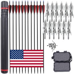 30″ Archery Carbon Arrows Turkey Feather Compound Recurve Bow Arrowhead Quiver