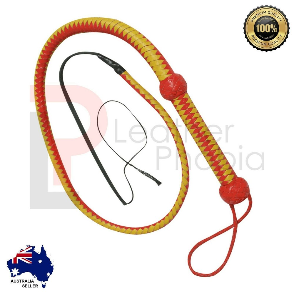 Genuine Cowhide BullWhip 04 Feet 12 Plaits Leather Equestrian Rope Core Whip