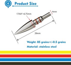 MOLFUZ 12pcs Archery Field Points 100/125/150/200/300 Grain, Stainless Steel Scr
