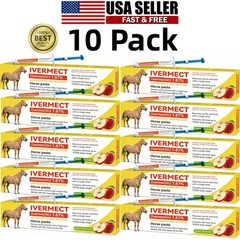 10 Pack Apple Flavor Horse Dewormer Paste Boxed Wormer Exp 01/2028