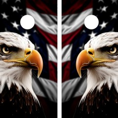 WATERPROOF USA Bald Eagle Cornhole Board Wraps / Cornhole Decals