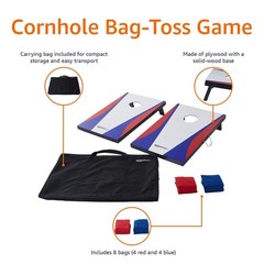 Amazon Basics Portable Cornhole Set Outdoor Game Bean Bag Toss w/ Carry Bag