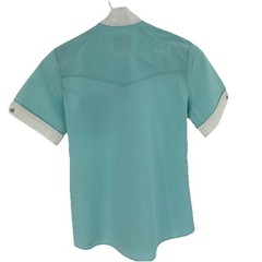 Ovation Womens Teal Equestrian Show Shirt Short Sleeve Cotton Blend Size 8