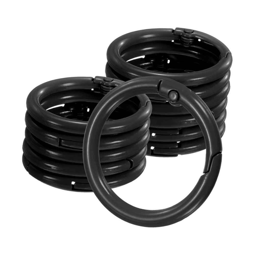 12-Pack Metal Spring O Rings, 1″ Zinc Alloy Keyring Buckle [Black]