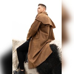 Unisex Duster Oilskin Coat Jacket Cotton Waterproof Black|Brown|Olive Free Shipp
